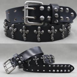 Designer Brand Belt Men Rivet Real Leather Pin Belt Male Black Rock Genuine Leather Cowhide Luxury Punk Belt Jeans