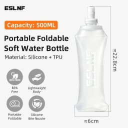 ESLNF 500ml Collapsible Water Bladder Soft Water Bag BPA‑Free Food Grade Leak‑Proof Portable Running Cycling Camping Hydration
