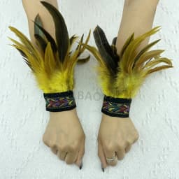Natural Fur Wrist Cuffs Removable Wrap Bracelet Goth Clothes Sleeves Y2k Accessories Ancklets Fashion Retro Feather Gloves Cuff