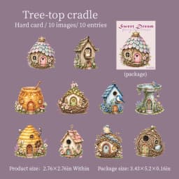 Journal GO 10pcs Fairy Tale Forest House Stickers, Vintage Mushroom Teapot Cottage Decal for Scrapbooking Journaling & Craft DIY