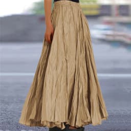 Women Long Skirt High Waist Stretch Solid Color Pleated Skirt Women Faldas Vintage Fold Large Swing Casual Maxi A-Line Skirt