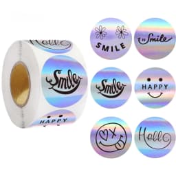 500Pcs /Roll 2.5cm Laser Sticker Reward Decorative Gift Series Self-Adhesive Stationery Sticker Labels
