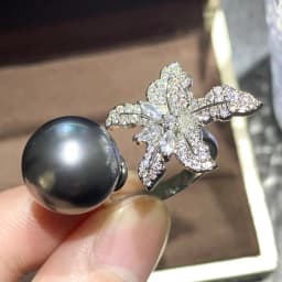Huitan Aesthetic Flower Adjustable Finger Ring Female Brilliant Zirconia Jewelry for Engagement Ceremony Delicate Accessories