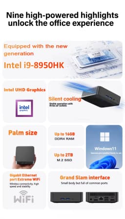 Intel Core I9-10980HK Mini PC Intel N150 16GB 32GB RAM 1/2TB SSD Bluetooth 5.2 WiFi6 1000M Ethernet Windows 11 Gaming Office PC