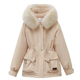 Winter New Warm Down Cotton Jacket with Large Fur Collar Hooded Coat Loose Women Thicken Parker Puffer Overcoat Casual Wear