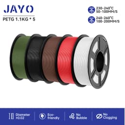 JAYO Filaments PETG 5 Rolls Mixed Colors 3D Printer Filament 1.75mm 100% No Bubble FDM 3D Printer Materials DIY Gift 1.1KG/1 Rol