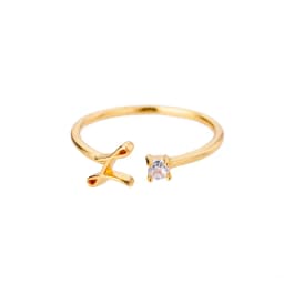 Zircon Tiny Initial Letter Rings For Women Stainless Steel A-Z Letters Adjustable Ring Female Christmas Aesthetic Jewelry Gift