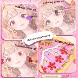 DIY Paper Art Craft Kits-3 in 1 Princess Makeup Kit with Diamond Painting Kits and Princess Dress Up Sticker Book Gifts for Girl
