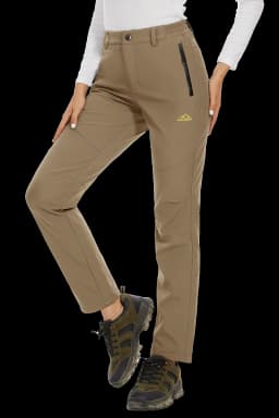 TACVASEN Women's Winter Ski Snow Softshell Fleece Lining Pants Hiking Trekking Mountain Trousers Cargo Warm Work Zipper Pockets