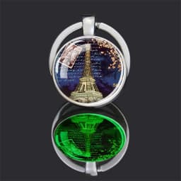 Luminous Eiffel Tower Keychains Two-Side Glass Pendant Key Chain France Paris Eiffel Tower Glow in The Dark Keyring Travel Gifts