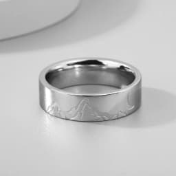 Kinitial Stainless Steel Mountain Range Crescent Moon Thumb Stacking Ring For Women Men Charm Jewelry Gift