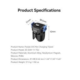 TELESIN Mini Magnetic Tripod for DJI Osmo Pocket 4/3 Base Type-C Charging Adapter Release Camera Stand Mount Holder Stand