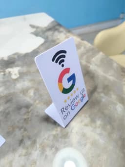 13.56Mhz programmable Google Review Card NFC station table NFC Google Reviews display bending card standing brand bracket