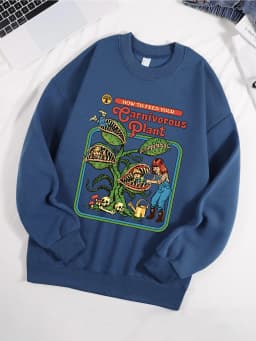 How To Feed Your Earnivorous Plant Printed Mens Sweatshirt O-Neck Soft Pullover Hip Hop Fleece Clothes Loose Unisex Casual Top