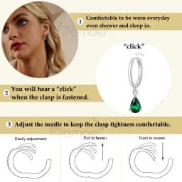 BAMOER Silver ISHWAR Green Water Drop Earrings 925 Sterling Silver 4 Colors Drop Shape Earring for Women Statement Jewelry