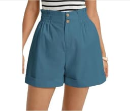 Women's Solid Color Elastic Waist Straight Leg Capri Shorts with Button Zipper Pockets for Travel Camping Streetwear Everyday
