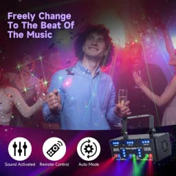 HCWE  21 Lens LED Stage Lamp DJ Projector Strobe Effect Laser Lights Party 21 Eyes Disco Light for Night Club Bar KTV Lighting