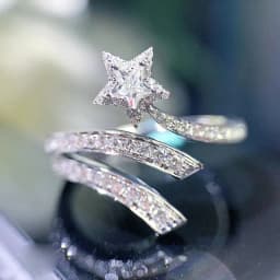 Huitan Aesthetic Flower Adjustable Finger Ring Female Brilliant Zirconia Jewelry for Engagement Ceremony Delicate Accessories