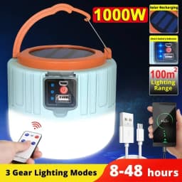 Portable Solar Camping Light Power Bank LED Lanterns With Remote Control Waterproof Outdoor Tent Light Rechargeable Flashlight
