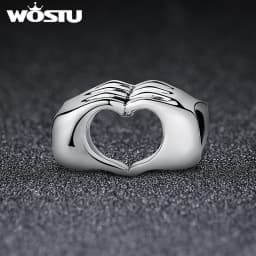 WOSTU Copper Heart Charm Rose Four-leaf Pendant Plated White Gold Fit 0.45cm Bracelet Original For Women  Fashion Jewelry Gift