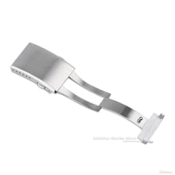 Extended Fold Solid Watch Buckle for Seiko 18mm 20mm 22mm Silver Double Push Safety Milled Clasp Stainless Steel Watchband Clasp