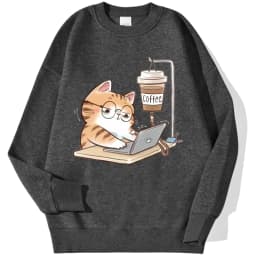 Work Cats That Cannot Do Without Coffee Womens Hoody Loose Comfortable Hoodies Harajuku Fleece Hoodie Fashion Autumn Men Top