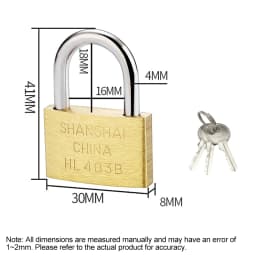 Copper Padlock Small Locks for Luggage Case Locker Home Improvement Hardware 20mm 25mm 30mm 40mm 50mm Include 3Keys