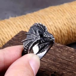 Viking Style Stainless Steel Huge Dragon Ring for Men Male Fashion Jewelry as gift with wooden box