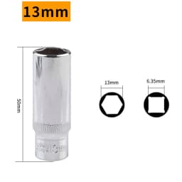 1Pc 1/4'' Hex Socket Adapter 4~14mm Deep Ratchet Wrench Head 50/25mm Length Impact Driver Hand Tools Car Repairing Accessories