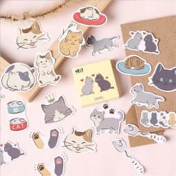 45Pcs Black Cat Theme Self-Adhesive Stickers Kawaii Cute Cats for Scrapbooking Laptop Decorations Planner Stickers
