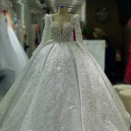 Customized Luxury Lace Beaded Crystals Wedding Dresses Long Sleeve Muslim Bridal Dresses Robes Ball Gown Vestidos de novia