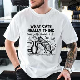 Cat Physics Science Joke Men's T Shirt Funny Math Cat Print Tees T-Shirts Men Women Casual Short Sleeve Streetwear Plus Size