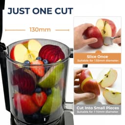 ROUNY Cold Press Extractor with Filter-Free, Easy Clean Electric Fruit Slow Juicer Machine with 130mm Large Feed Caliber, Black