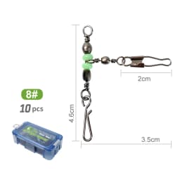 New 10pcs 1-2-3-Way Fishing Snap Connector 6#/8#/10# Stainless Steel Luminous Fishing Pin Connector Barrel Swivels Tackle