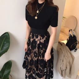 plus Size Lace A-Line Skirt High Waist Asymmetrical Women's Spring Summer Fashion Slimming Meat Covering Skirts