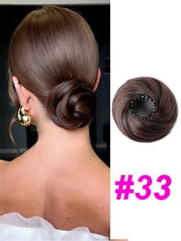 Adjustable Synthetic Bun Ponytail Wig For Women Magic Bird's Nest Shaped Hair Bun With Circle Elastic Clips Straight Donut Updo