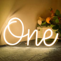 Dimmable LED Neon Sign 'ONE' for Baby's 1st Birthday Party Decor USB Powered Neon Light for Home Bar Stand Art Decoration