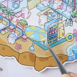 Plus Size Kawaii 3D Vacation Seaview Room Cartoon Miniature Scene Stickers DIY Handmade Scrapbooking Game Stickers Children Gift