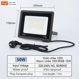 TUYA RGB Floodlight Smart APP Voice Control RGBCW CCT 3000-6500K 30W 50W 100W 220V AC For Garden Party Outdoor Lighting