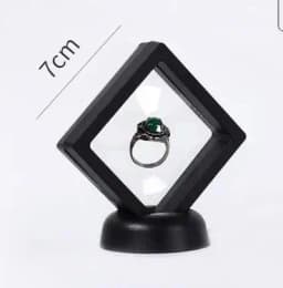 1 Set Suspended Floating Display Case Black White Plastic 3D Earring Coins Gems Ring Jewelry Exhibition Stand Holder Box