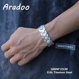 Titanium Steel Magnetic Therapy Bracelets Water Wave Stainless Steel Men's Link Bracelet