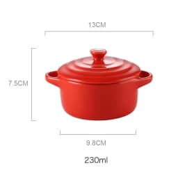 JUSTINLAU Ceramic Double Ear Bowl Mini Ceramic Glazed Baking Bowl Breskfast Steamed Egg Pudding Bowl Soup Bowls Microwave Oven