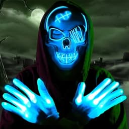 1Pair LED Gloves Halloween Skull Finger Gloves Rave Costume For Stage Show Performance Halloween Party Skeleton Cosplay Props