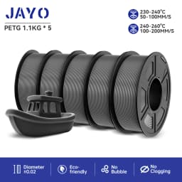 JAYO Filaments PETG 5 Rolls Mixed Colors 3D Printer Filament 1.75mm 100% No Bubble FDM 3D Printer Materials DIY Gift 1.1KG/1 Rol