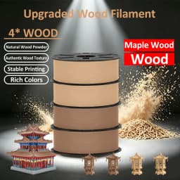 JAYO 3D Wood PLA Printer Filament 1.75mm 15% Real Wood Fibers Dimensional Accuracy +/- 0.02mm Fits Most FDM 3D Printers 4 Rolls