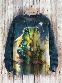 Multicolor Art Print Casual Knit Pullover Sweater Men's For Women's Pullover