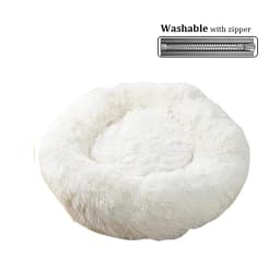 Washable Soft Long Plush Dog Bed with Zipper Cat Bed Small Medium Large Dog Round Thickened Kennel Cat Bed Blanket Couch for Dog