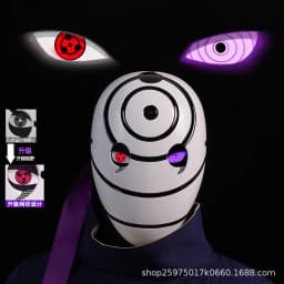 Naruto Anime Helmet mask eyes shining Cosplay Uchiha Obito Shine Mask Akatsuki Sharingan Cartoon Shine Highly Imitative toy Mask
