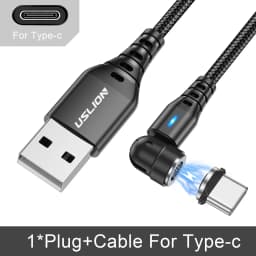 USLION 540 Rotate 3A Magnetic Cable Fast Charging Micro USB Type C Cable For iPhone Xiaomi Samsung Charger Wire Cord USB Cable