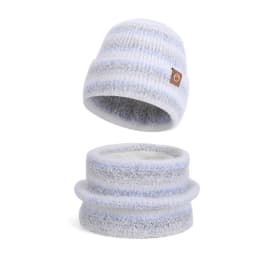 Winter Cap Gloves Scarf Set Women GradientColor Knitted Hat Thickened Fleece Lining Skullcap Outdoor Cycling Windproof Beanies